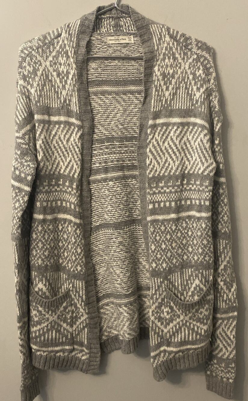 Abercrombie and Fitch Gray and White Cardigan- Women- Size XS/S
